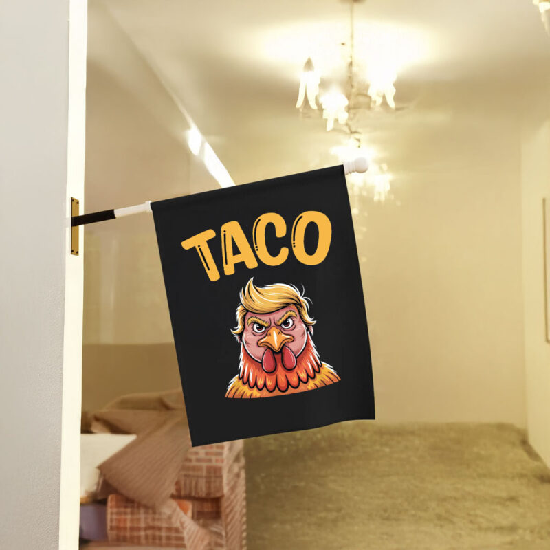 Taco Trump Always Chickens Out, Funny Political Satire Clipart Flag