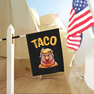 Taco Trump Always Chickens Out, Funny Political Satire Clipart Flag