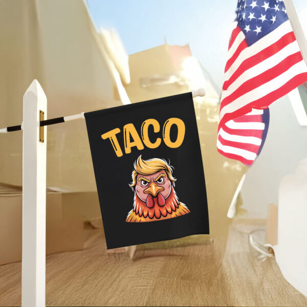 Taco Trump Always Chickens Out, Funny Political Satire Clipart Flag