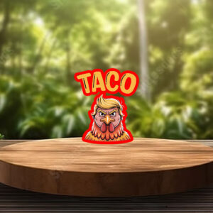 Taco Trump Always Chickens Out, Funny Political Satire Clipart Sticker, Car Magnet