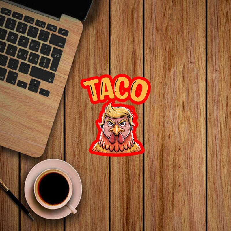 Taco Trump Always Chickens Out, Funny Political Satire Clipart Sticker, Car Magnet