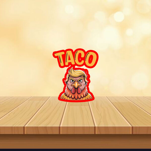 Taco Trump Always Chickens Out, Funny Political Satire Clipart Sticker, Car Magnet