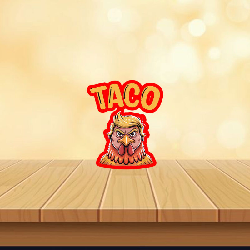 Taco Trump Always Chickens Out, Funny Political Satire Clipart Sticker, Car Magnet