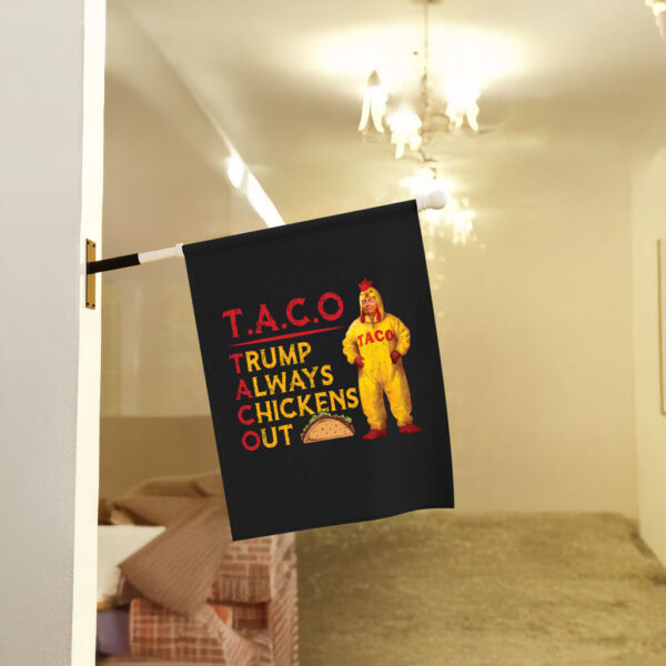 Taco Trump Always Chickens Out, Funny Political Satire Flag