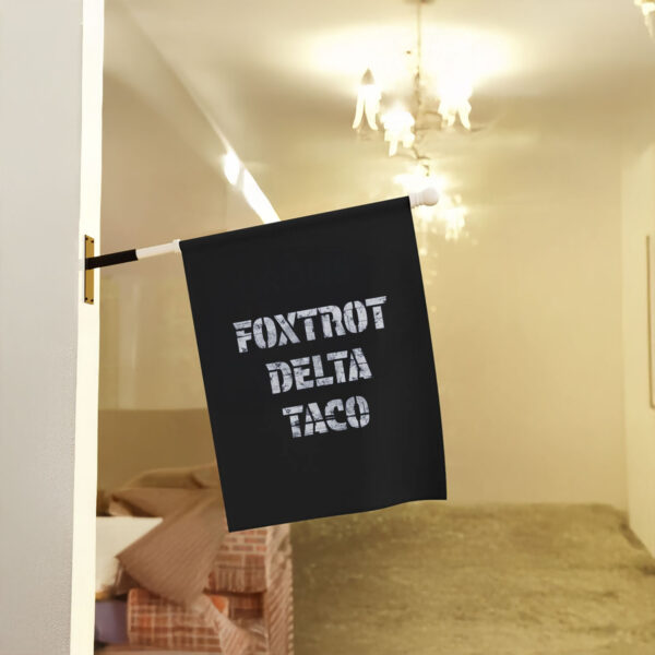 Foxtrot-Delta-Taco-Flag,-FDT-Anti-Trump-Protest-Flag,-Political-Activist-Flag,-Trump-Always-Chickens-Out-us