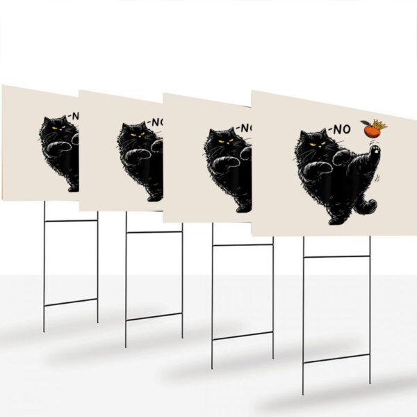 No-Kings-in-America-Black-Cat-Yard-Sign,-No-Kings-Sign