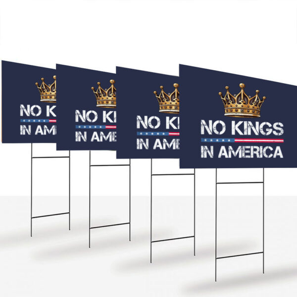 No-Kings-in-America-Yard-Sign,-Protest-Sign,-Political-Sign,-Anti-Trump-Message-usa