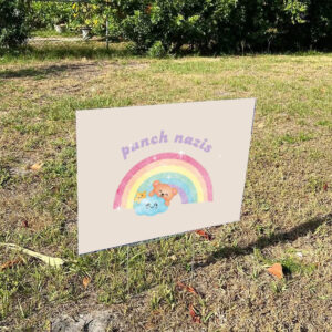 Punch-Nazis-Cute-Rainbow-Anti-Fascist-Yard-Sign,-Anti-Maga-Sign,-Anti-Trump-Sign-us