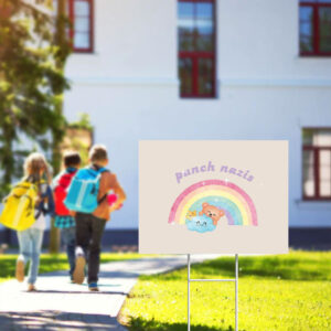 Punch-Nazis-Cute-Rainbow-Anti-Fascist-Yard-Sign,-Anti-Maga-Sign,-Anti-Trump-Sign-usa