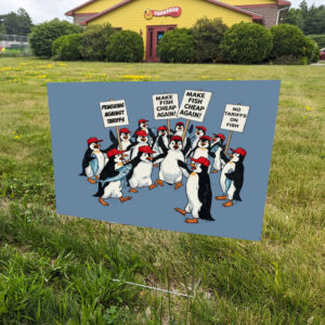 RESIST-Yard-Sign,-Flippers-Up-Sign,-Penguins-Against-Tariffs-Sign-us